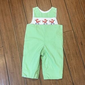 Anavini Kids Smocked Longall Jon Jon One Piece 24m Gingham Santa Holiday Baby